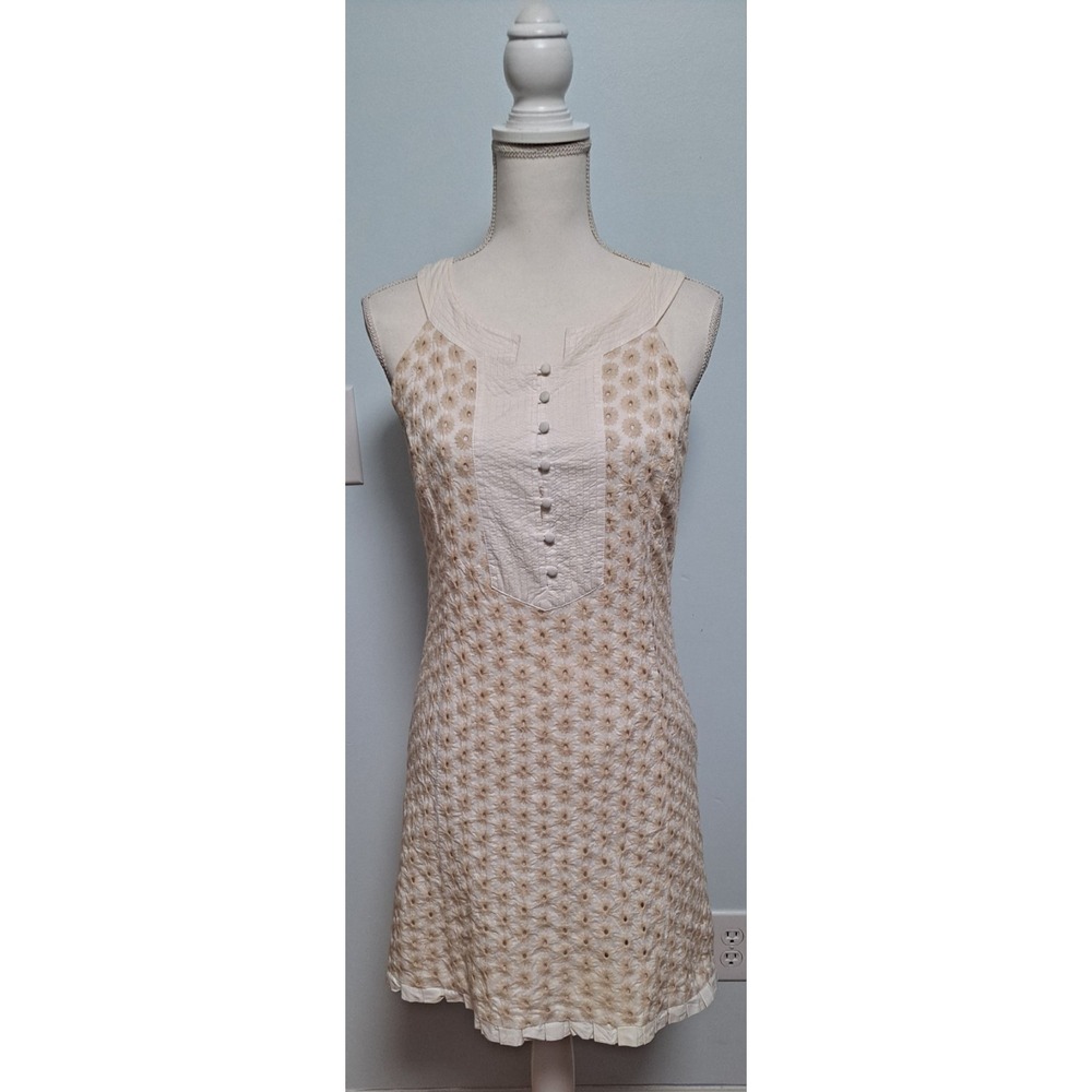 LILLY PULITZER Dress 6 Daisy Floral Eyelet Shift Mini Sleeveless Off White
